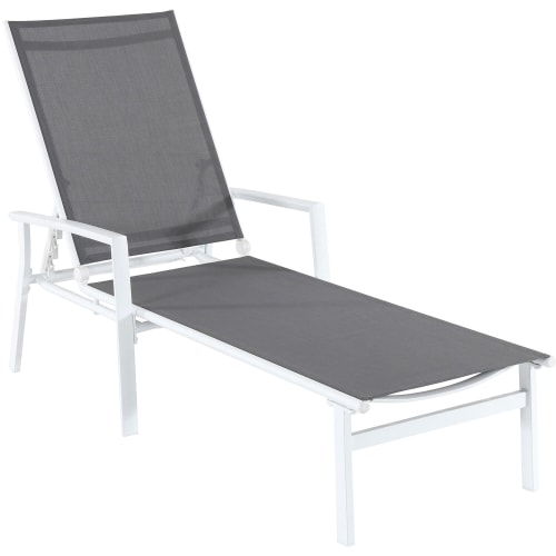 Cape Soleil Santorini Aluminum Sling Chaise Lounge Chair, Gray Sling and White Frame